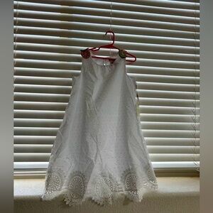 NWT set of White Sleeveless Dress with Lace Hem Little girl 8Y